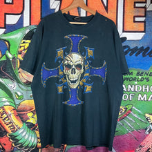 Load image into Gallery viewer, Vintage Y2K 2003 Liquid Blue Brian Fox Tribal Skull Cross Size XL