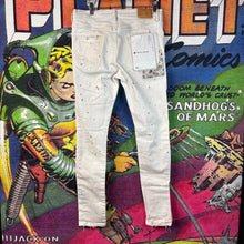 Load image into Gallery viewer, Purple Brand Painted White Denim Jeans Size 33"