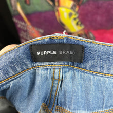 Load image into Gallery viewer, Purple P001 Paint Splatter Skinnt Jeans Size 36”
