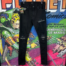 Load image into Gallery viewer, Amiri MX1 Leopard Print Black Jeans Size 29”