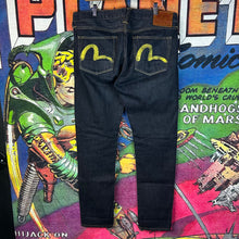 Load image into Gallery viewer, Evisu Painted Yellow Seagull Selvedge Denim Size 32”