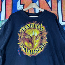 Load image into Gallery viewer, Harley Davidson Flaming Bald Eagle Head Emblem Tee Size 2XL