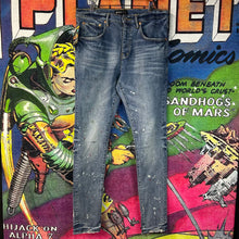 Load image into Gallery viewer, Purple Brand Paint Splatter Skinny Jeans Size 32”