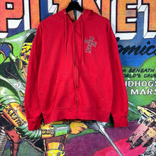 Load image into Gallery viewer, Y2K Red Cross & Wings Hoodie Size Large