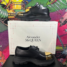 Load image into Gallery viewer, Alexander McQueen Calfskin Gold Toe Derby Black Size 41 / 8