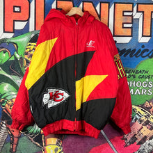 Load image into Gallery viewer, Vintage 90s NFL Pro Line X Logo Athletic Kansas City Chiefs SharkTooth Windbreaker Jacket Size L