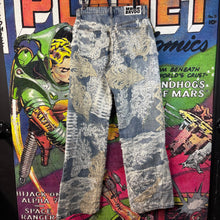 Load image into Gallery viewer, Who Decides War Grid Lace Denim “Sky” Jeans Size 30”