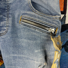 Load image into Gallery viewer, Balmain Distressed Motto Blue Jeans Size 29