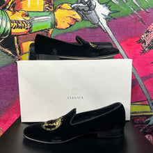 Load image into Gallery viewer, Versace Medusa Velvet Loafers Black Size 40 / 7