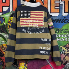 Load image into Gallery viewer, 74 Is War Rugby Striped Polo Shirt Size Large