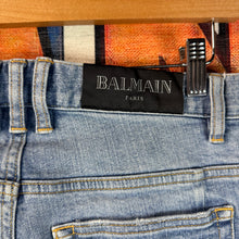 Load image into Gallery viewer, Balmain Distressed Motto Blue Jeans Size 29