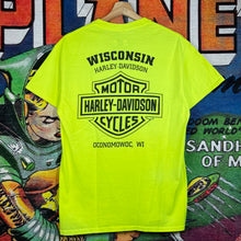 Load image into Gallery viewer, Harley Davidson Highlighter Green Emblem Tee Size L