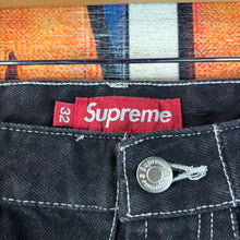 Load image into Gallery viewer, Supreme Paneled Striped Baggy Jeans Black Size 32”