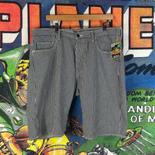 Load image into Gallery viewer, Bape Bananas Pinstriped Jean Shorts Size 38”