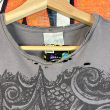 Load image into Gallery viewer, Y2K Deadliest Grunge Skull & Cross Tattoo Style Thrashed Tee Size
