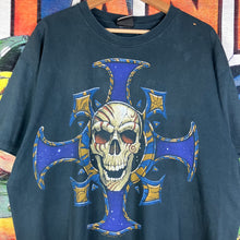Load image into Gallery viewer, Vintage Y2K 2003 Liquid Blue Brian Fox Tribal Skull Cross Size XL