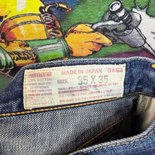 Load image into Gallery viewer, Y2K Evisu Yellow Bear Jeans Size 35”