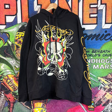 Load image into Gallery viewer, Ed Hardy Flaming Skull Pullover Hoodie Size XL