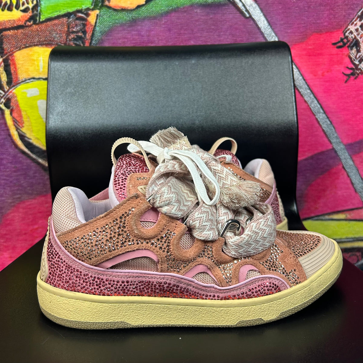 【CVeezy56】　極美品　LANVIN COLLECTION Lanvin Curb Zigzag Low-Top Sneakers New Designer Casual Tennis