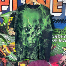 Load image into Gallery viewer, Skull Green Flames AOP Tee Size 2XL