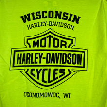 Load image into Gallery viewer, Harley Davidson Highlighter Green Emblem Tee Size L
