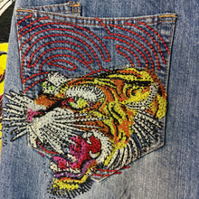 Load image into Gallery viewer, Y2K 2007 Ed Hardy Tiger Embroidered Jeans Size 36”
