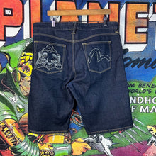 Load image into Gallery viewer, Evisu Godhead Seagull Jean Shorts Size 36”