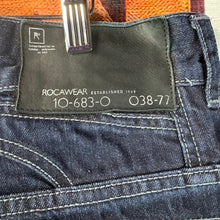 Load image into Gallery viewer, Y2K Rocawear Embroidered Snake and Dagger Jeans Size 36"