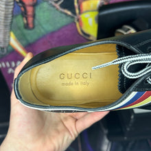 Load image into Gallery viewer, Gucci Calfskin Oliver Sylvie Web Mens Oxfords Black Size 9 - 10