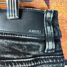 Load image into Gallery viewer, Amiri Broken Track Black Distressed Skinny Jeans Size 30