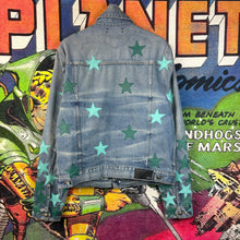 Load image into Gallery viewer, Amiri Chemist Star Trucker Denim Jacket Teal Size Medium