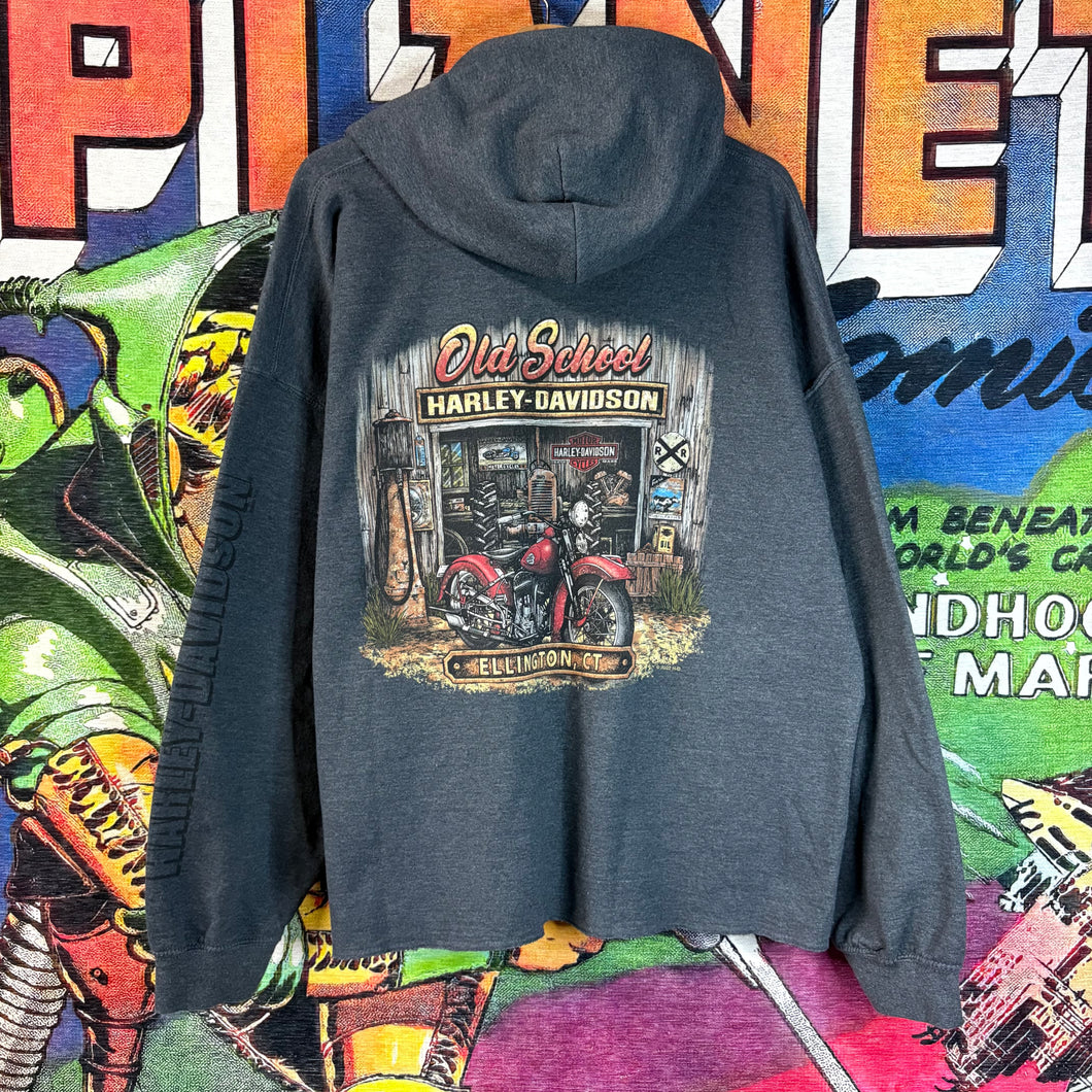 Harley-Davidson Old School Ellington,CT Pullover Hoodie Size 2XL