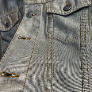 Vintage 80’s Tyte Women’s Silver Cropped Denim Jacket Size Medium