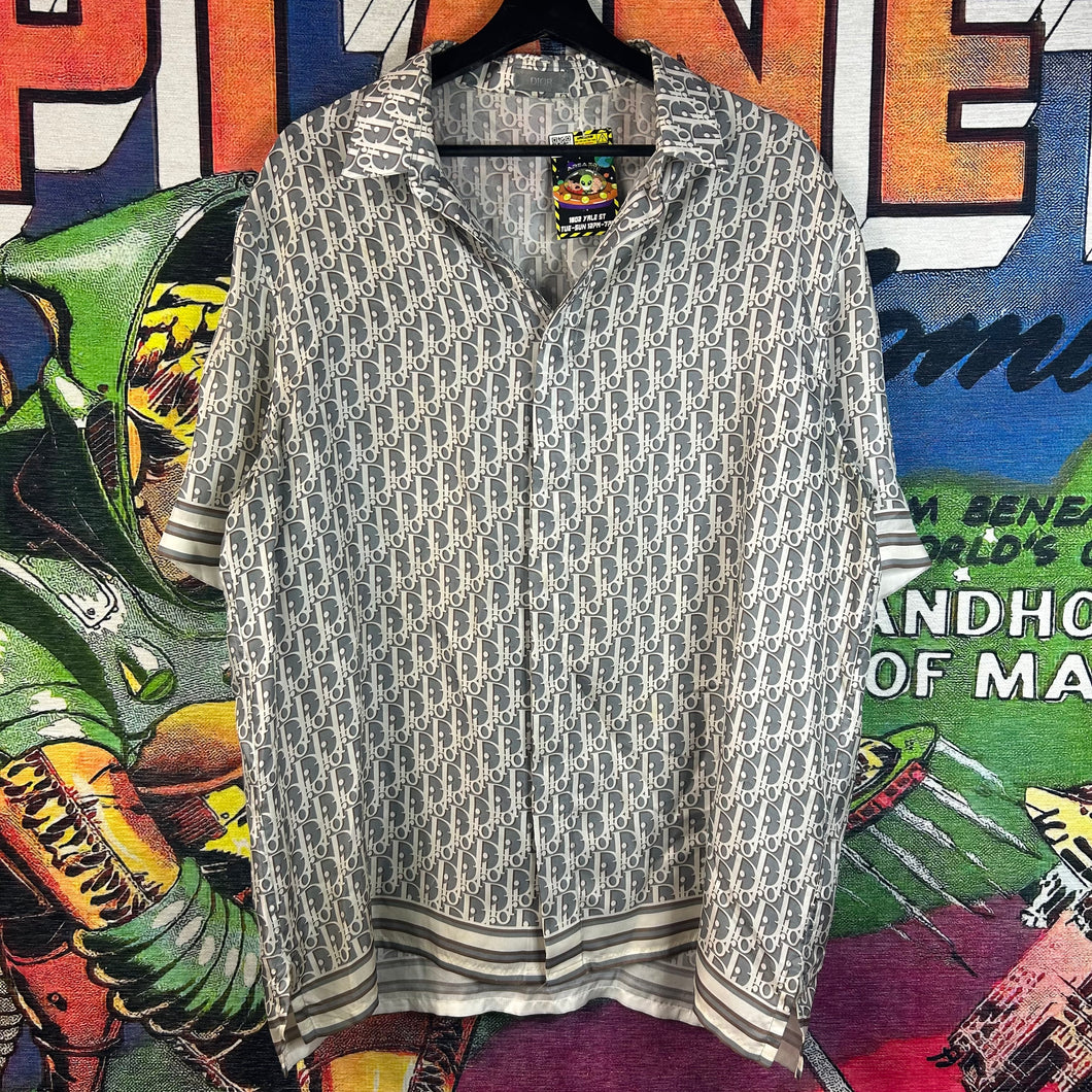 Dior Silk Jacquard Button Down Shirt Size 42 / Large