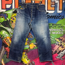 Load image into Gallery viewer, Y2K Evisu Yellow Bear Jeans Size 35”
