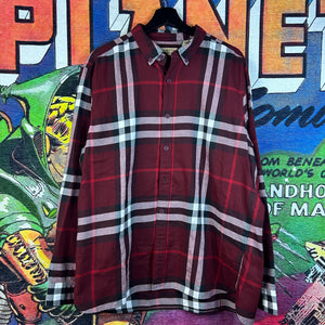 Burberry Red Plaid Button Down Shirt Size 2XL
