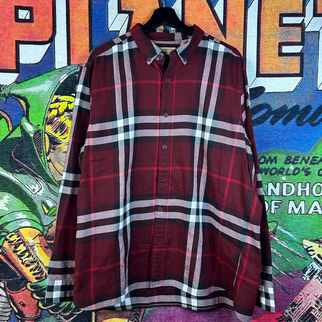 Burberry Red Plaid Button Down Shirt Size 2XL