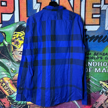 Load image into Gallery viewer, Burberry Blue Plaid Button Down Shirt Size XL
