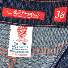 Load image into Gallery viewer, Ed Hardy Embroidered Tiger Denim Jeans Size 38”
