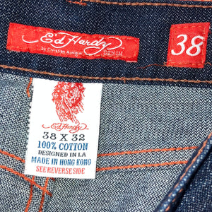 Ed Hardy Embroidered Tiger Denim Jeans Size 38”