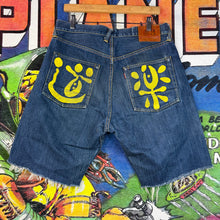 Load image into Gallery viewer, Evisu Yellow Denim Shorts Size 34”
