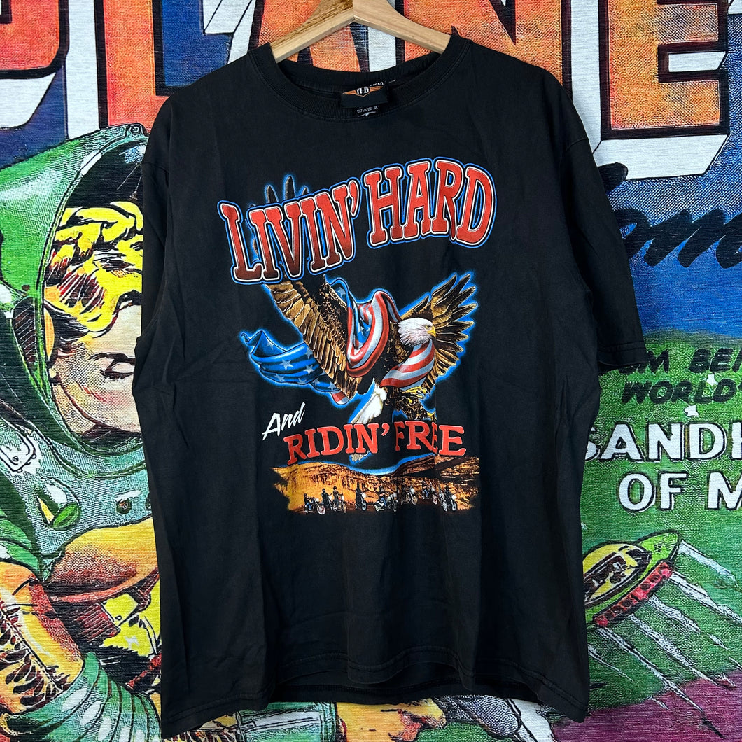 Y2K ‘Livin Hard and Ridin Free’ Motorcycle Tee Size Large