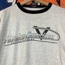 Load image into Gallery viewer, Vintage 90s 1998 Harley Davidson Chrome Logo Ringer Tee Size M
