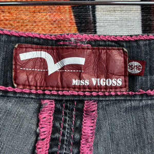Y2K Miss Vigos Pink Contrasted Stitching Baggy Jeans Size 33”