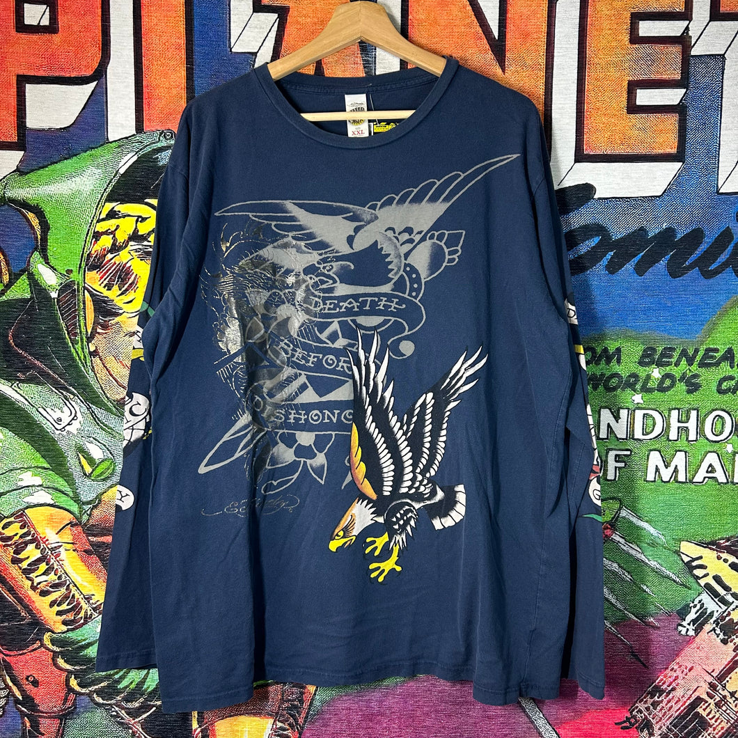 Y2K Ed Hardy Eagle Tattoo Long Sleeve Tee Size 2XL