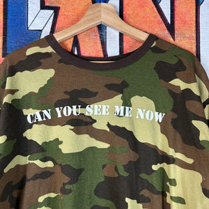 Vintage Y2K No Boundaries Camo ‘Can You See Me Now’ Ringer Tee Size XL