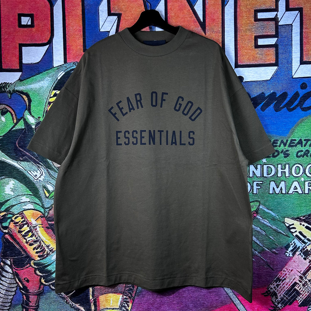 Fear Of God Essentials Oversized Jersey Logo Tee Olive Size S