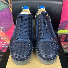 Load image into Gallery viewer, Christian Louboutin Louis Junior Spike Red Bottom Sneakers Dark Blue Size 13
