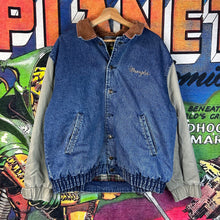 Load image into Gallery viewer, Vintage 90s Wrangler Denim Bomber Jacket Size Large
