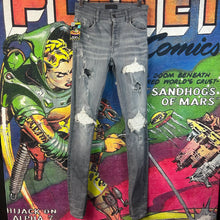 Load image into Gallery viewer, AMIRI MX1 Distressed Grey Skinny Jeans Size 28”
